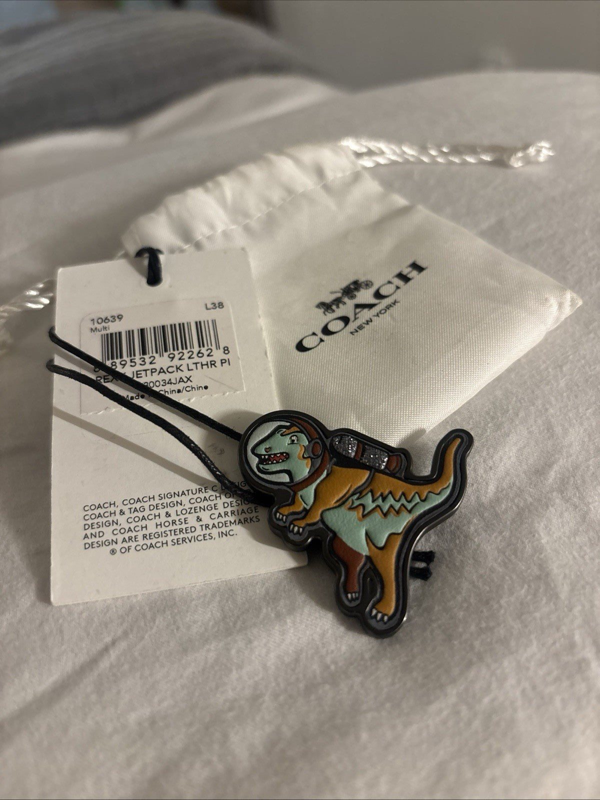 RARE COACH 1941 Space Rexy Jetpack Pin Metal Leather Collectible Runway #10639