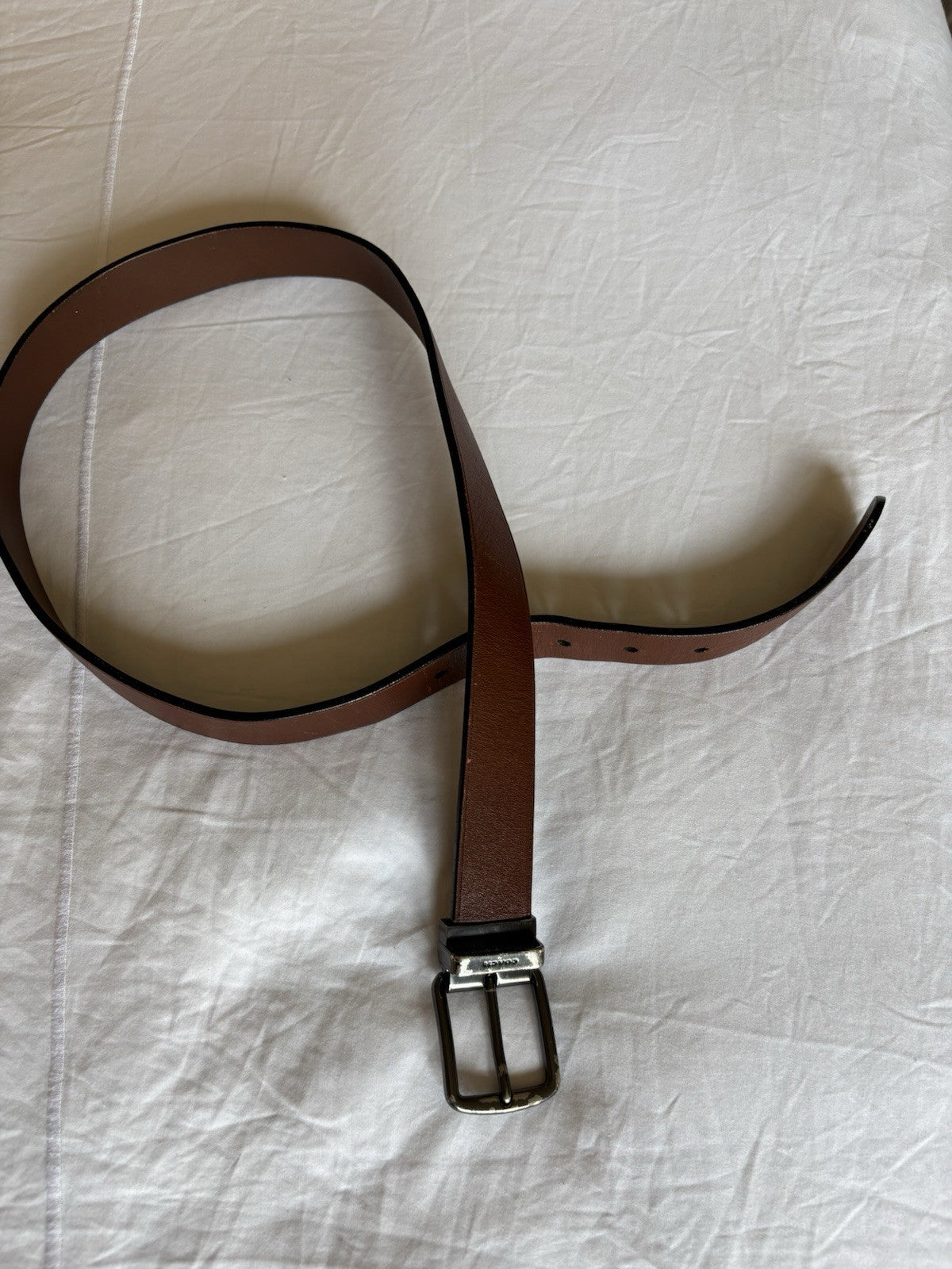 Designer COACH Belt Gun Metal Buckle Mahogany Brown Leather Cut 32 (org $175) 