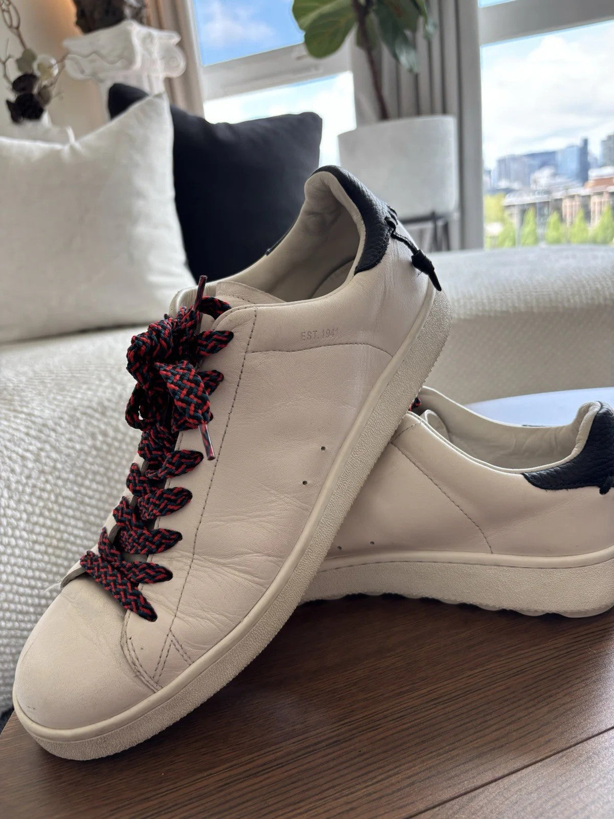 COACH Brand C101 Leather Sneakers Shoes Customers Brand Laces Men 11 (org $330)