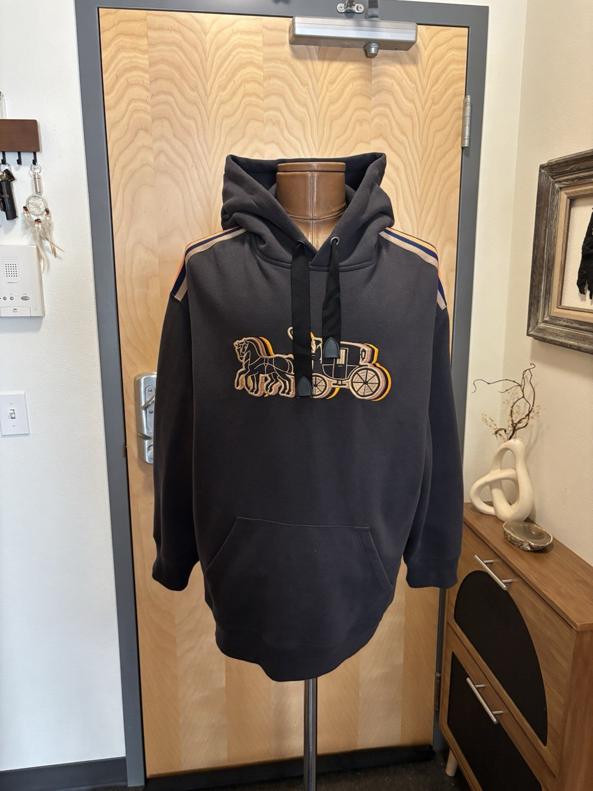 Coach Oversized Horse & Carriage Hoodie Sweatshirt Black Medium M (ORG $295)