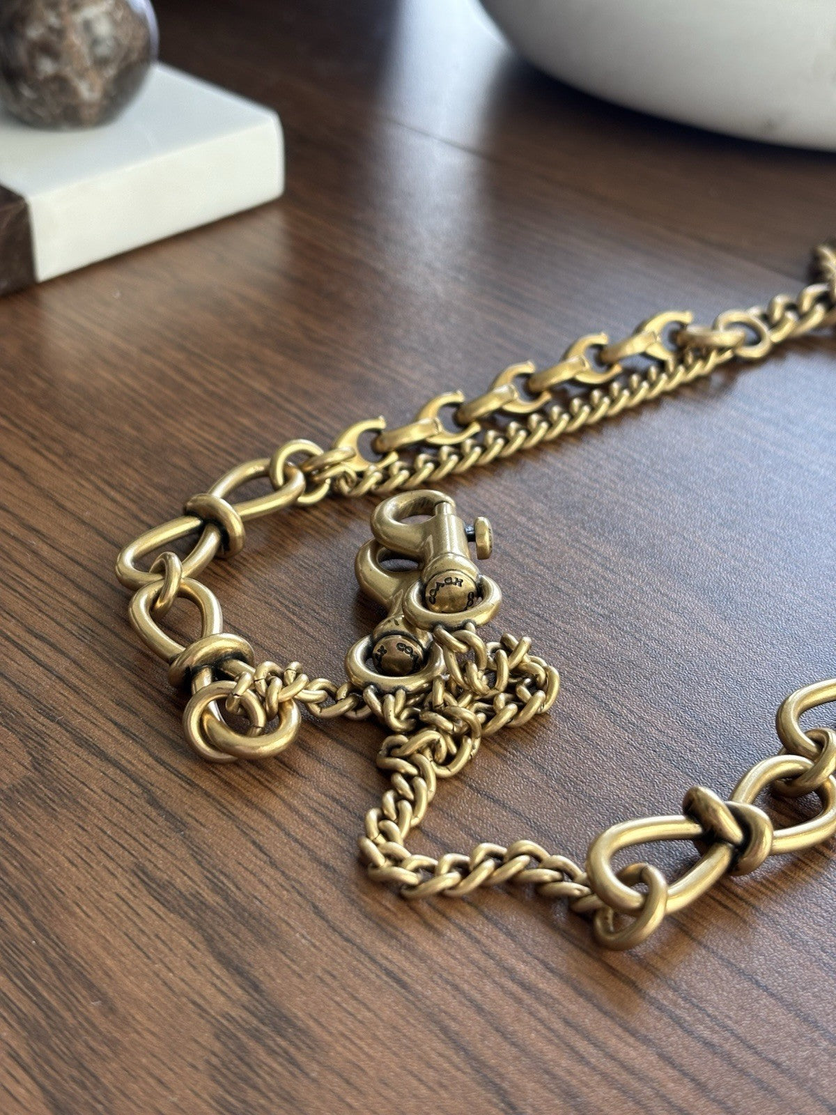 COACH Rare Bag Chain Strap Gold/Antique Brass Metal Bow Knot/ C Link (org $195)