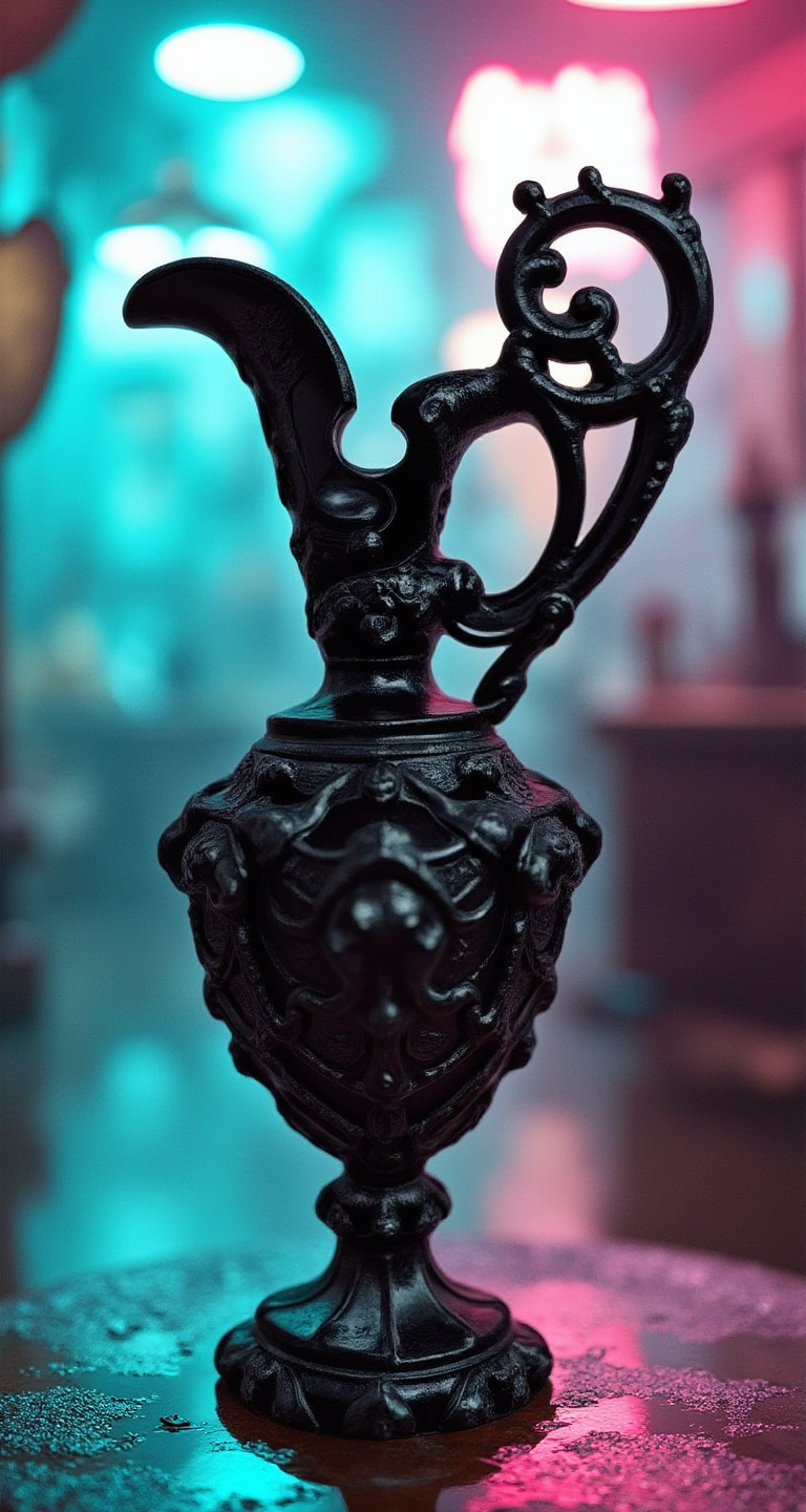 Vintage Cast Metal Renaissance-Style Urn – Ornate Lion Relief Design Vase Decor