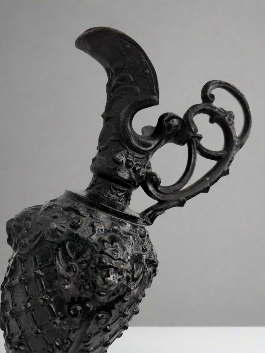 Vintage Cast Metal Renaissance-Style Urn – Ornate Lion Relief Design Vase Decor