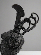 Vintage Cast Metal Renaissance-Style Urn – Ornate Lion Relief Design Vase Decor
