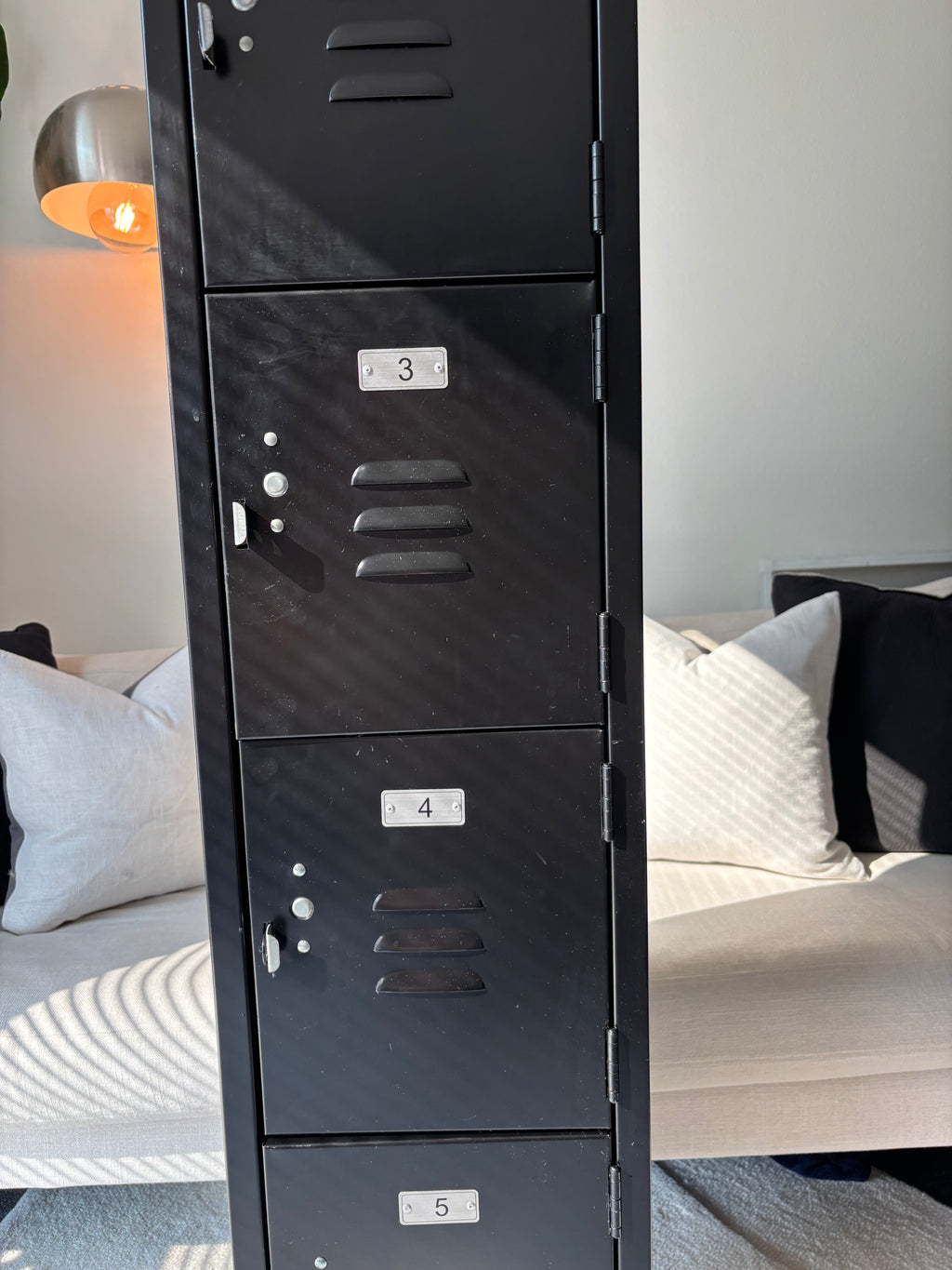 INDUSTRIAL Black 5 Door Metal Locker Storage Cabinet 66” Tall