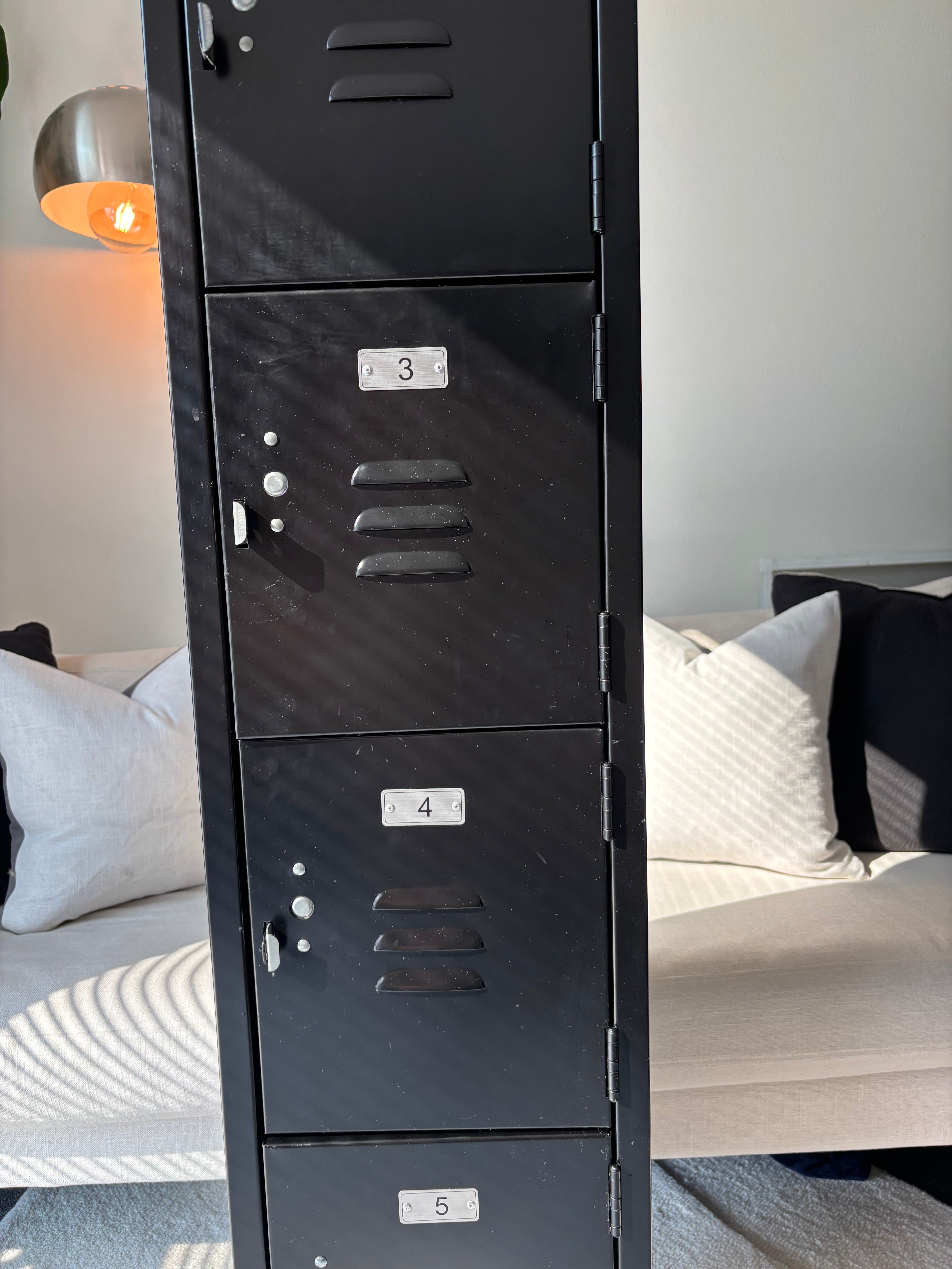 INDUSTRIAL Black 5 Door Metal Locker Storage Cabinet 66” Tall