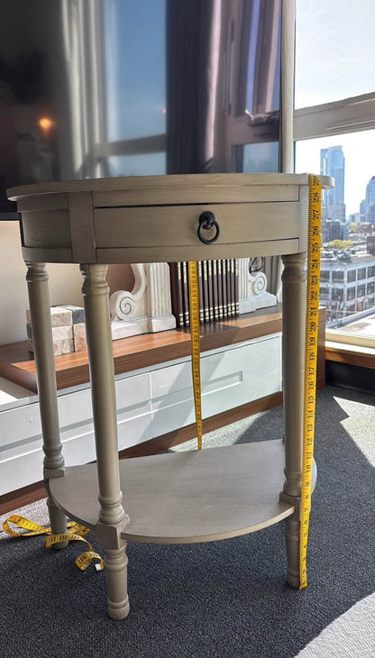 Half Moon Entry Side Table With Drawer Natural Fog / Elephant
Grey Wood (org $395)