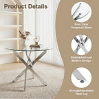 MODERN Chrome Round Glass Dining Table 35.5” Sculptural Base Contemporary Decor