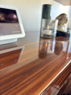 RACELOMA Modern Swivel Writing Desk Bookshelf Walnut Wood Glass/Chrome $1669