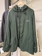 VINTAGE 1990 Abercrombie & Fitch Windbreaker Jacket Green Varsity Stripe Hood XL