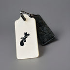 COACH Designer (two) 2 Hanging Bag Charm Fob Chalk White/ Black Leather Gunmetal