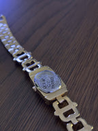 GRUEN Vintage Gold Tone Peekaboo Hidden Face Pearl Dial Slide Out Bracelet Watch