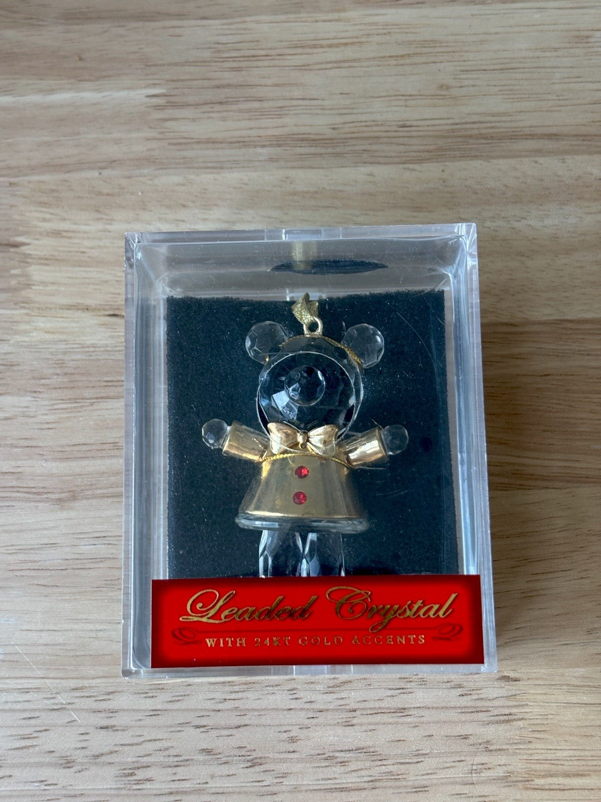 2003Vintage Rite Aid Leaded Crystal Bear Ornament 24K Gold Trim 3” New In Box