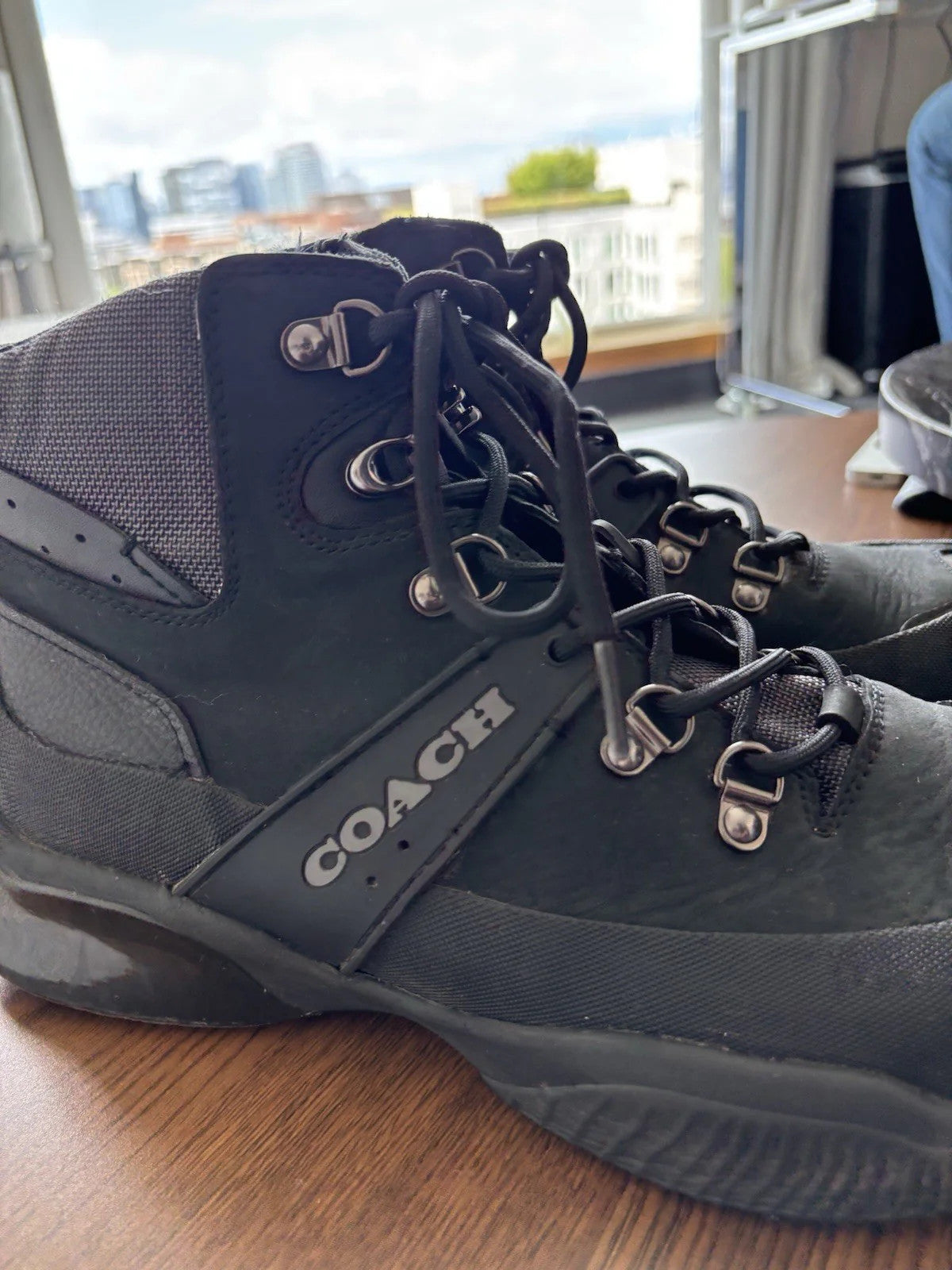 COACH Designer CitySole Hiker Boots Sneaker Shoe Black Grey Men 10.5 (org $295)