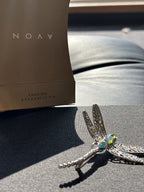 NWT beautiful AVON vintage 1980 Large pastel rhinestone dragonfly Insect brooch