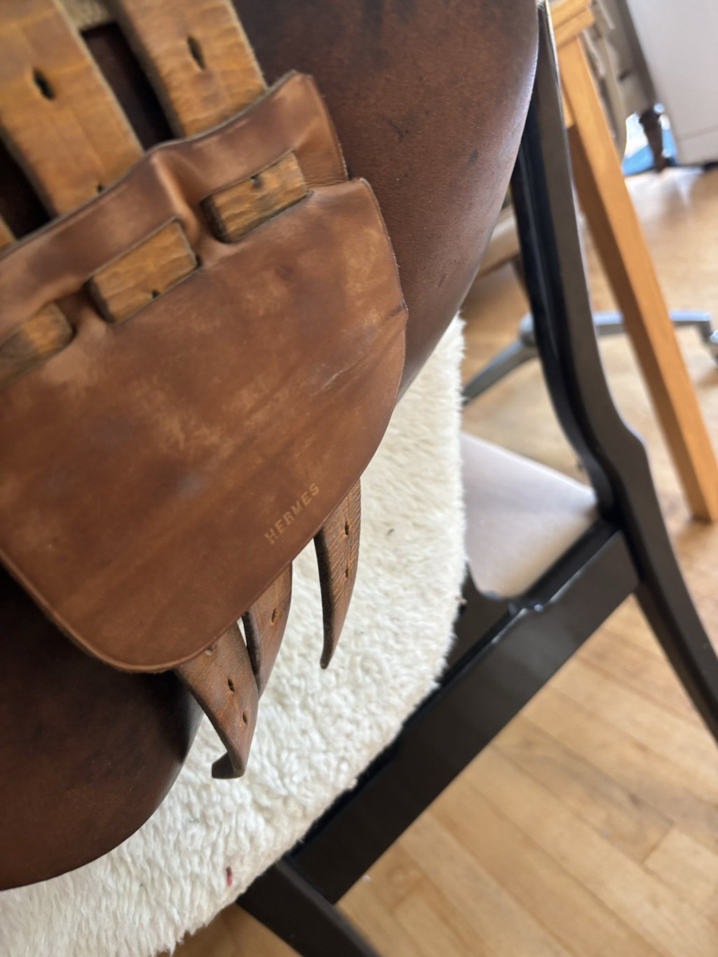 HERMÈS Paris Belgique Vintage Close Contact Jump Saddle 17.5 Rare Brown Leather