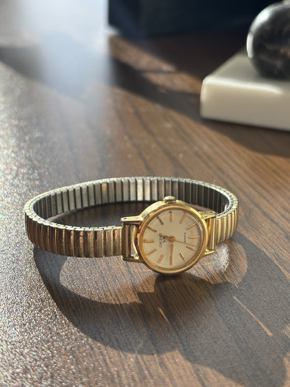 VINTAGE 1983 Orient VX Womens Watch Gold Tone Stretch Band Quartz Movement
