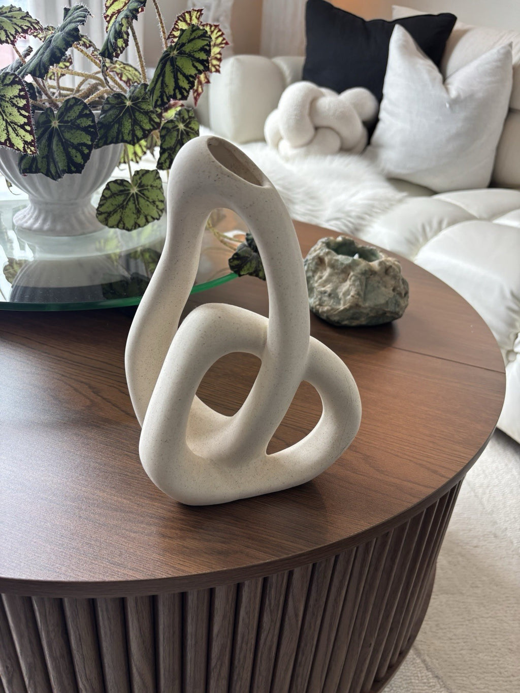 MODERN Abstract Ceramic Vase Cream Nordic Style Minimalist Home Decor (org $78)