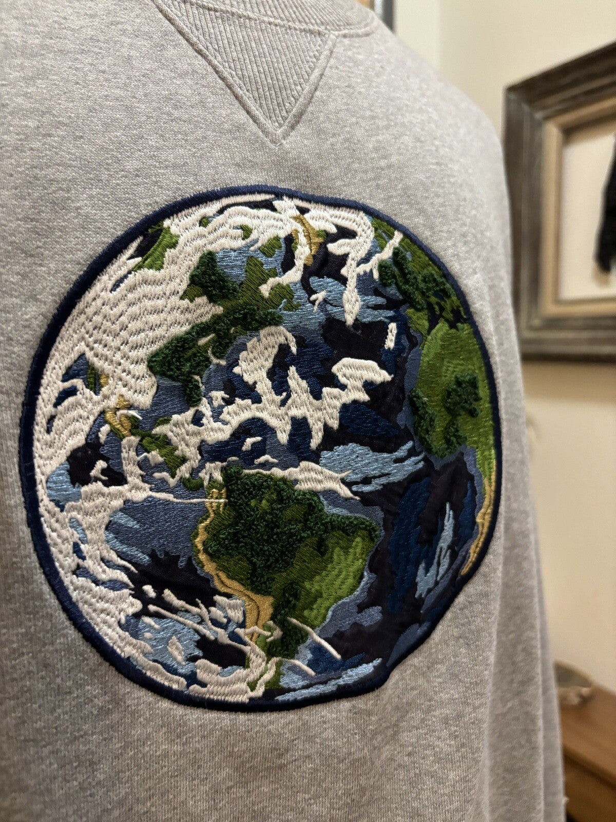 COACH Light Grey Planet Sweatshirt Embroidered Patch Runway Collection ($350)