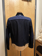 NEW Designer COACH Denim Shearling Jacket Coat Blue Tan Zip Size 50 (org $895)