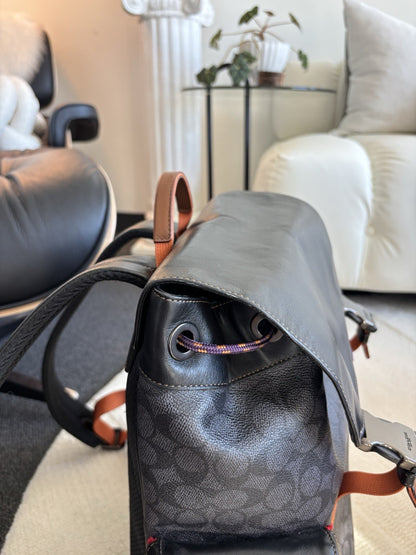 Designer COACH Rivington Backpack Rucksack Signature Leather Red/ Blk (org $595)