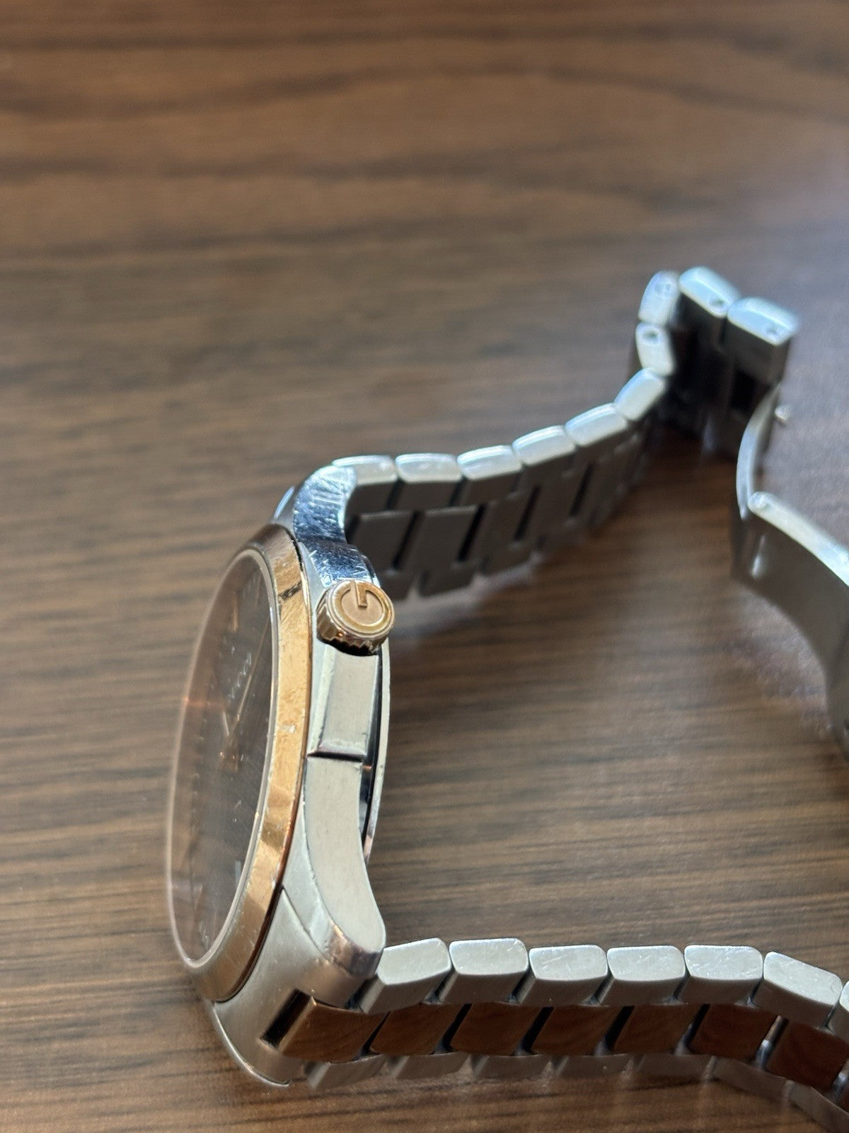 GUCCI Designer G-Timeless Gray Dial Rose Gold 2 Tone Watch #YA126446 (org $1170)
