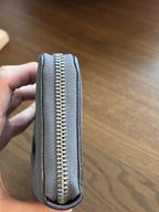 COACH Accordion Zip Wallet Metallc Gray Leather Signature Jacquard (org $198)