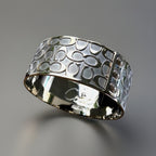 COACH Signature C Wide Bangle Bracelet Silver Plated Monogram Vintage 2000s