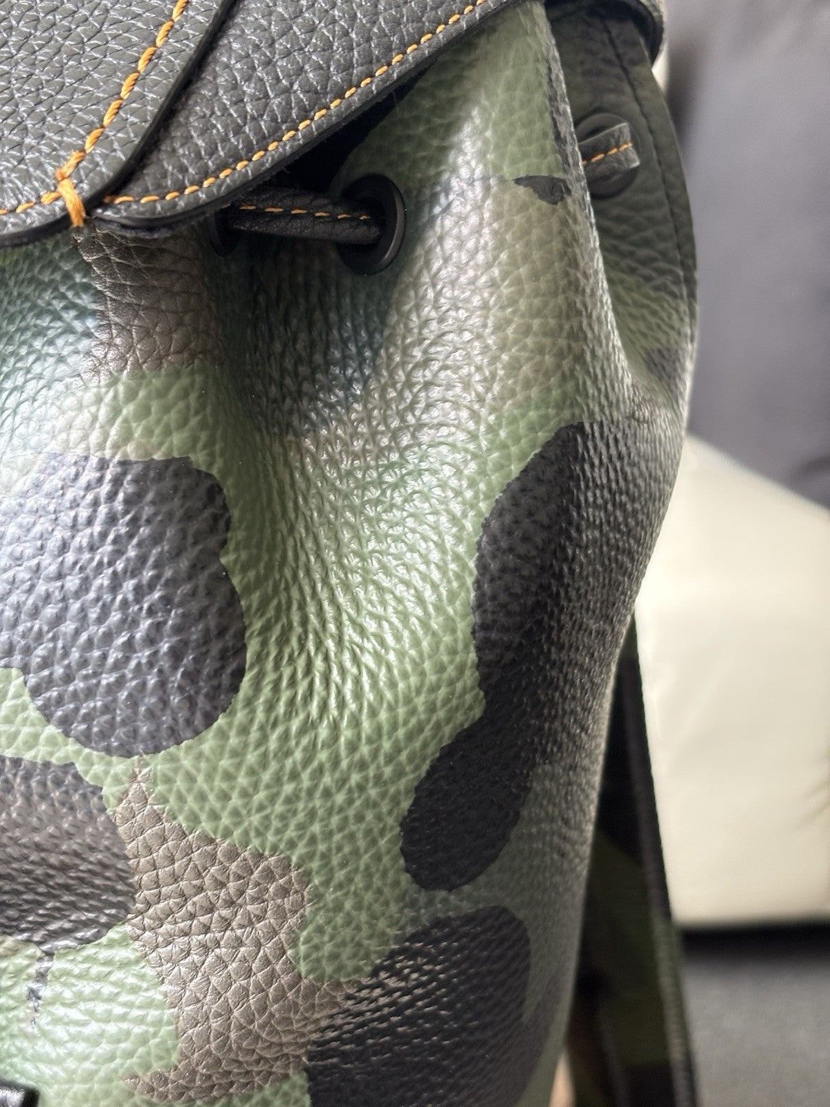 COACH Designer Backpack Rare Camo/black Pebbled Leather Suede Stripe (Org $795)