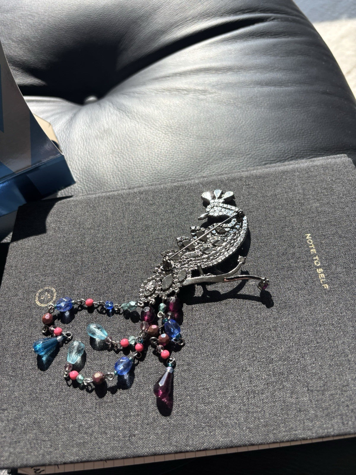 NWT Vintage Avon SP 2004 Dazzling Rhinestone Peacock Brooch Pin w/ Beaded Tail