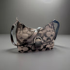 COACH Soho Hobo Shoulder/handbag Gray Metallic Leather/ Jaquard Canvas Signature