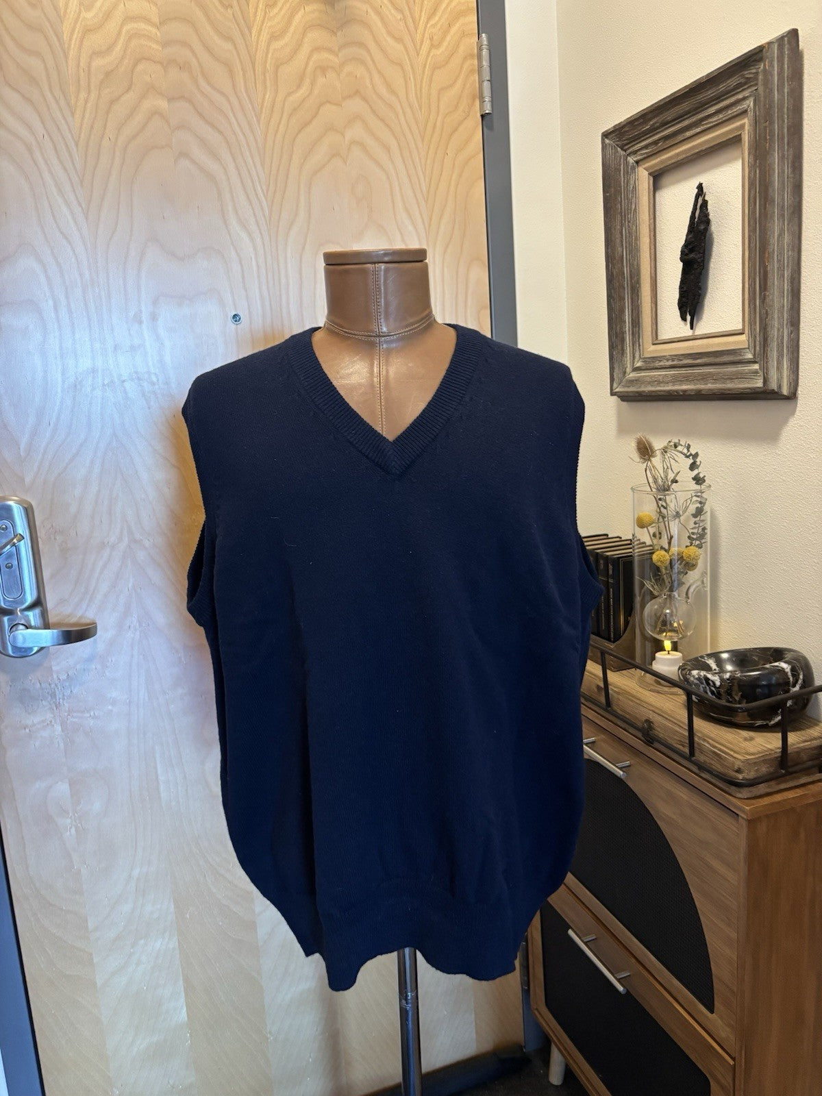 PENDLETON Vintage 1998 Sweater Vest Navy Blue V-Neck 100% Lambswool Wool NWT -XL