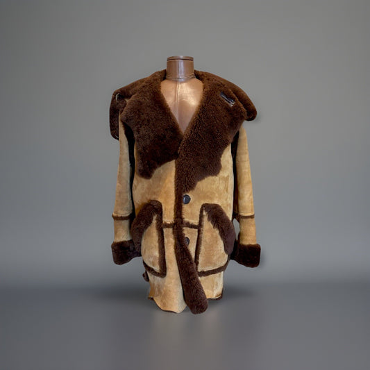 Rare COACH Runway Limited Edition Shearling FurCoat Lamb Leather Size 48 ($2.6K)