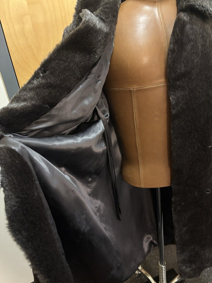PETER HAHN 1990’s Llama Alpaca Brown Fur Coat Long Jacket Vintage (org $1300)