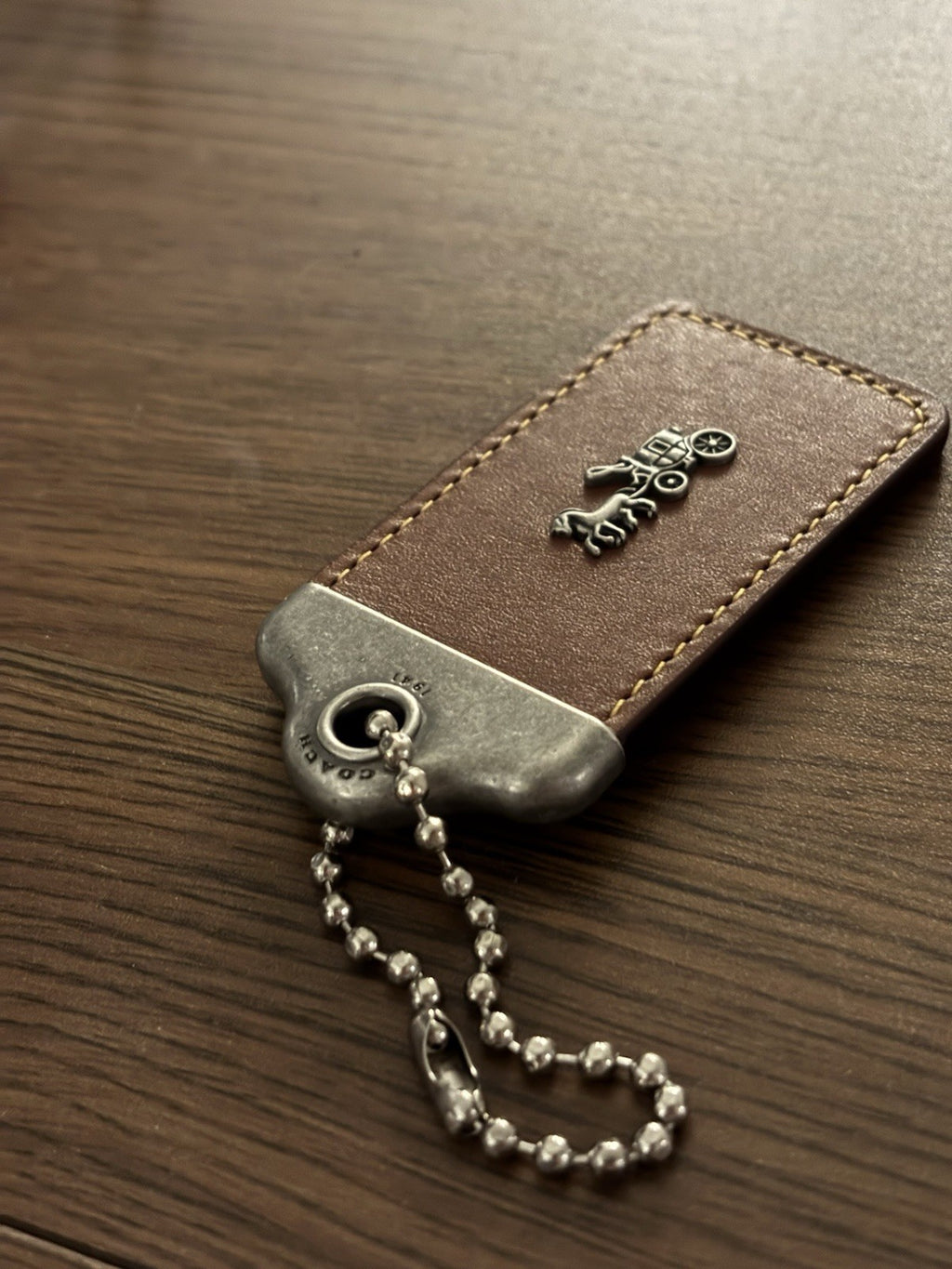 COACH 1941 Designer Hanging Tag Horse Carriage Bag Charm Fob Chain Brown/Silver