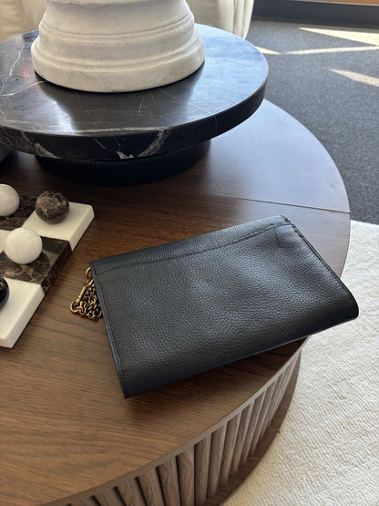 COACH Tabby Chain Clutch Pave Stones C Buckle Black Pebbled Leather (org $395)