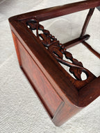 ANTIQUE Chinese Rosewood Pedestal Stand Carved Hardwood Plant Tea Side Table