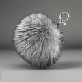 MICHAEL KORS Real Fox Fur Pom Bag Charm Large Keychain Gray Silver (org $225)