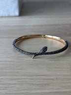 SWAROVSKI Snake Bangle “Leslie” Bracelet Rose Gold Black Pavé Crystal Serpent