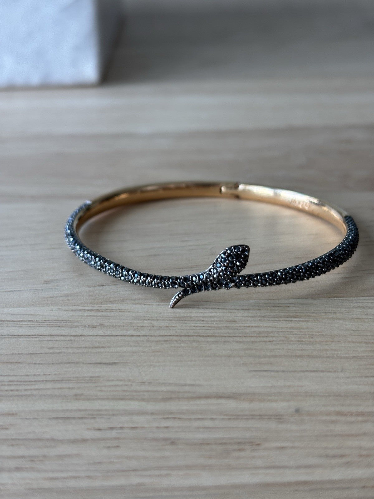 SWAROVSKI Snake Bangle “Leslie” Bracelet Rose Gold Black Pavé Crystal Serpent