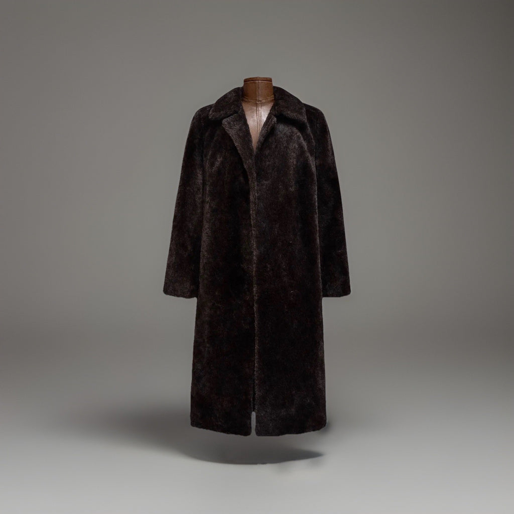 PETER HAHN 1990’s Llama Alpaca Brown Fur Coat Long Jacket Vintage (org $1300)