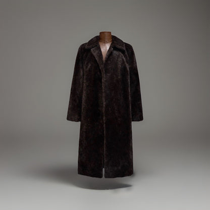 PETER HAHN 1990’s Llama Alpaca Brown Fur Coat Long Jacket Vintage (org $1300)