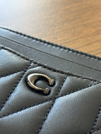 LIMITED EDITION Coach Quilted Pillow Leather Card Case Wallet Black Gunmetal