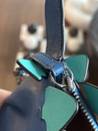 COACH Steggy Dino Dinosaur Leather Zip Coin Case Teal Blue Gunmetal (org $295)