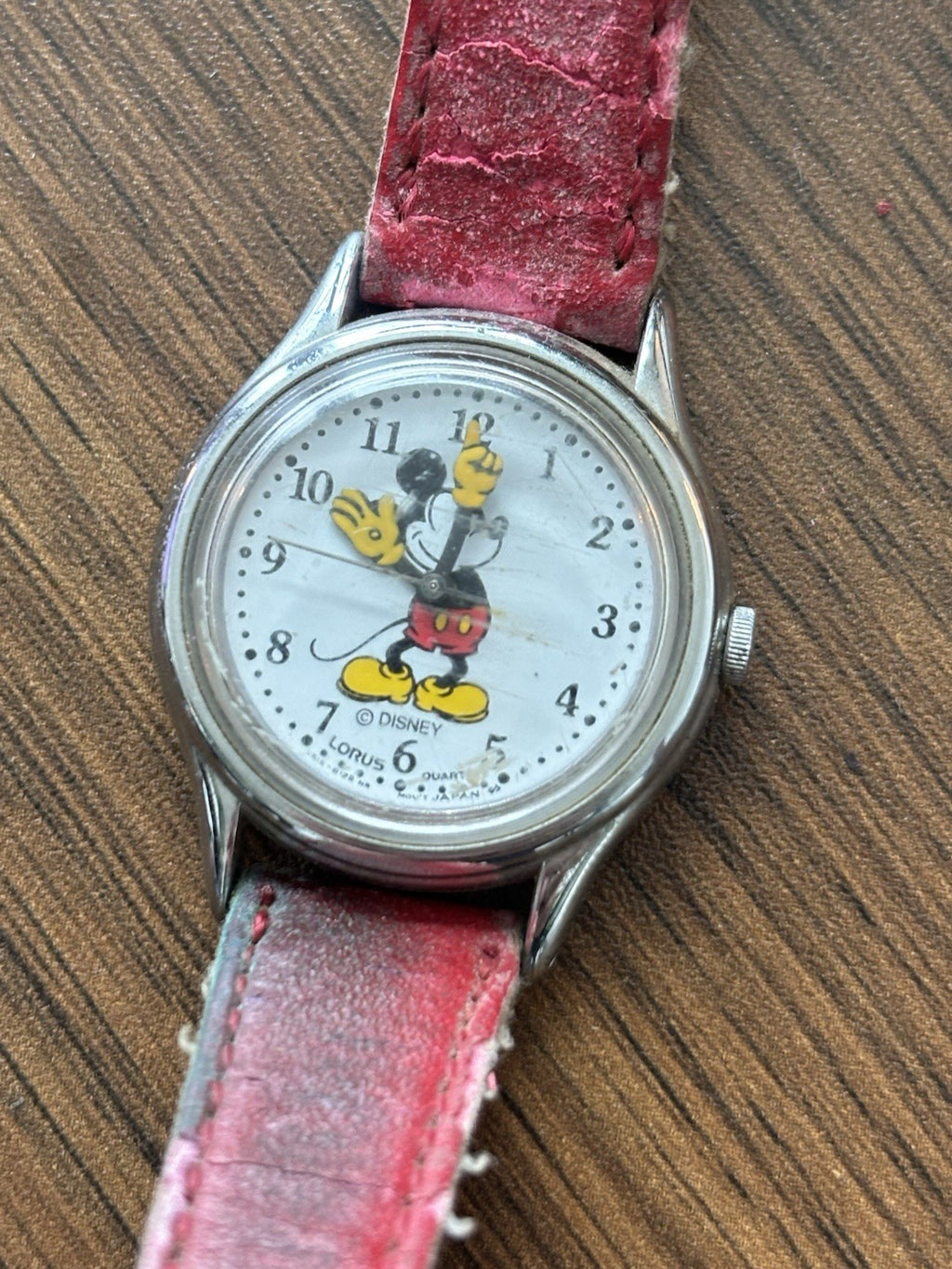 VINTAGE Disney Mickey Mouse Watch Lot (3) Ingersoll Mechanical Lorus Quartz Red