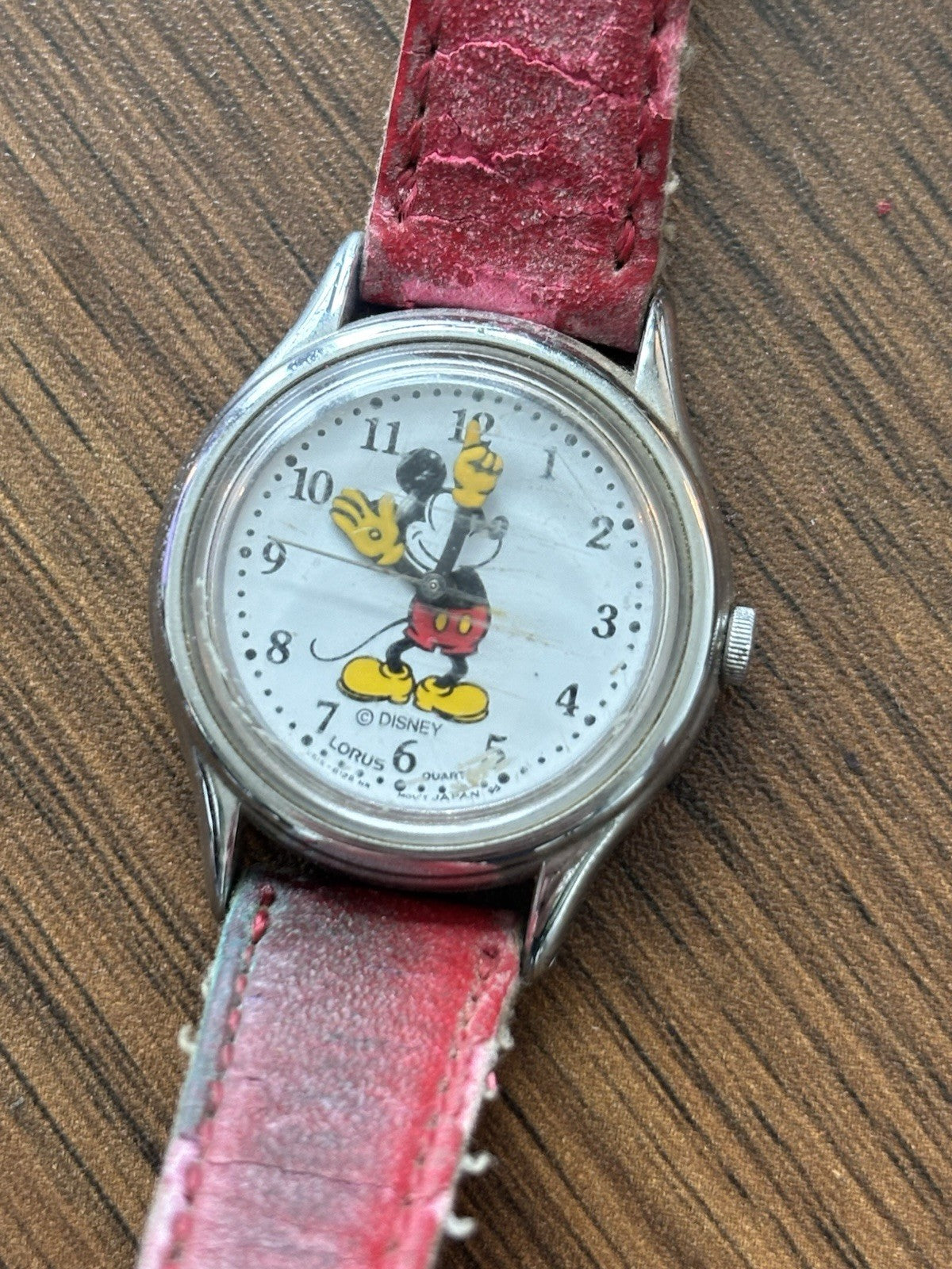 VINTAGE Disney Mickey Mouse Watch Lot (3) Ingersoll Mechanical Lorus Quartz Red