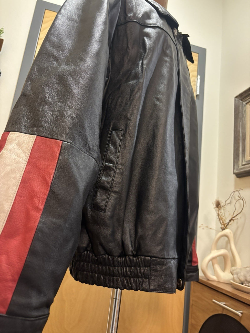 OSCAR PIEL 1980 Designer Leather Biker Bomber Jacket Vintage Eagle USA(org $350)
