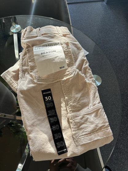 REASON Brand Beige Distress Pocket Denim Straight Fit Jean Men Size 30 (org $60)