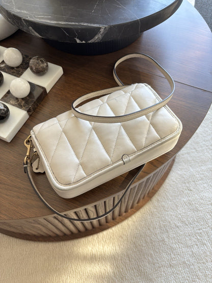 Designer COACH Quilted Pillow Hayden Chalk Lamb Leather Crossbody (org $325)