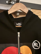 ROLLING LOUD MIAMI 2024 X MASTERCARD Black Graphic Logo Racing Zip Hoodie Size L